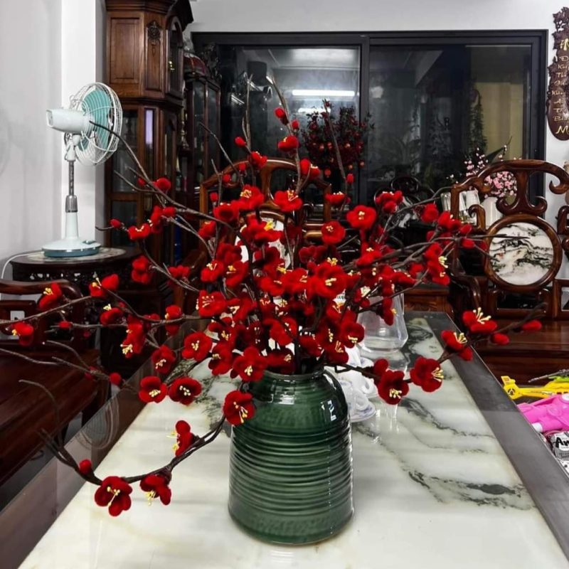 Bình hoa dáng chuông xanh bé gốm sứ