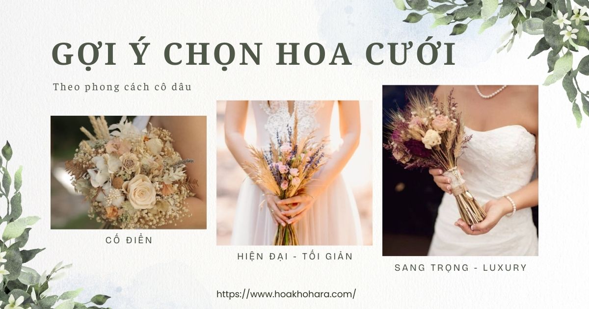 Một số gợi ý chọn hoa cưới theo phong cách của cô dâu