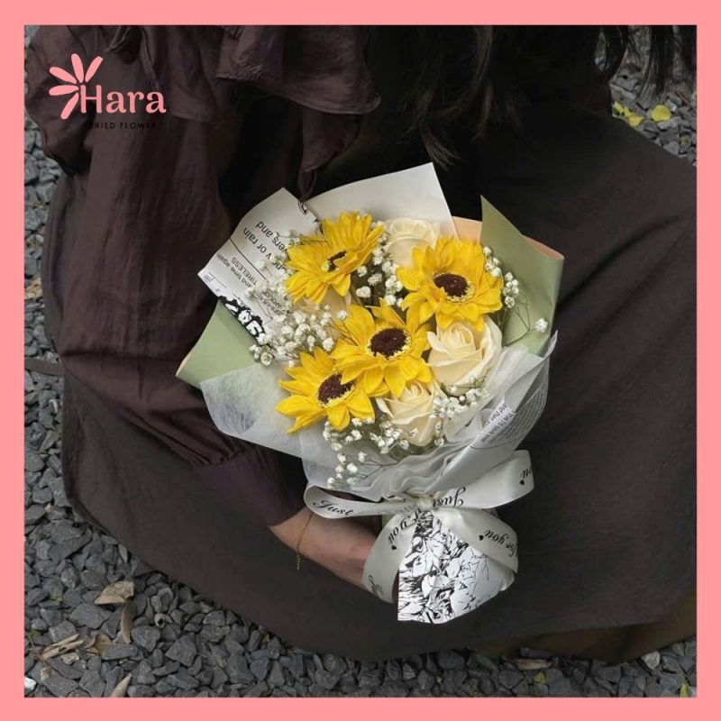 Bó hoa hướng dương sáp khô