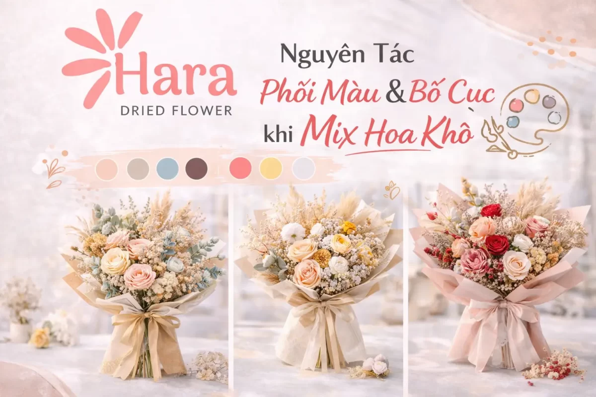 Các nguyên tắc phối màu và bố cục khi mix hoa khô