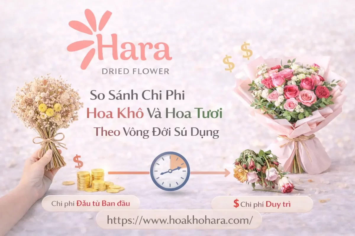 Chi phí hoa khô và hoa tươi theo vòng đời sử dụng