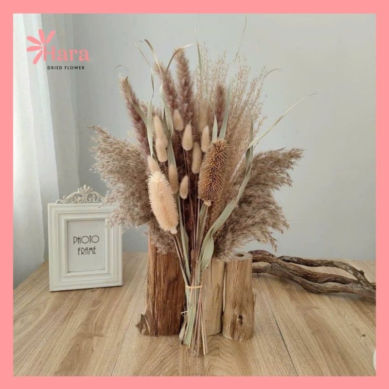 Set hoa khô cắm bình Hara107