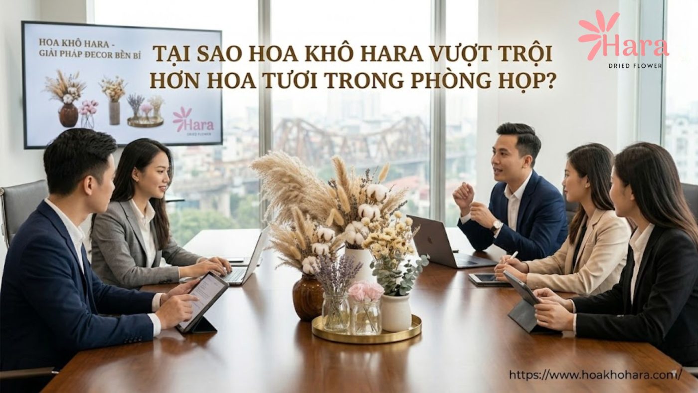 Lý do hoa khô Hara vượt trội hơn hoa tươi trong phòng họp